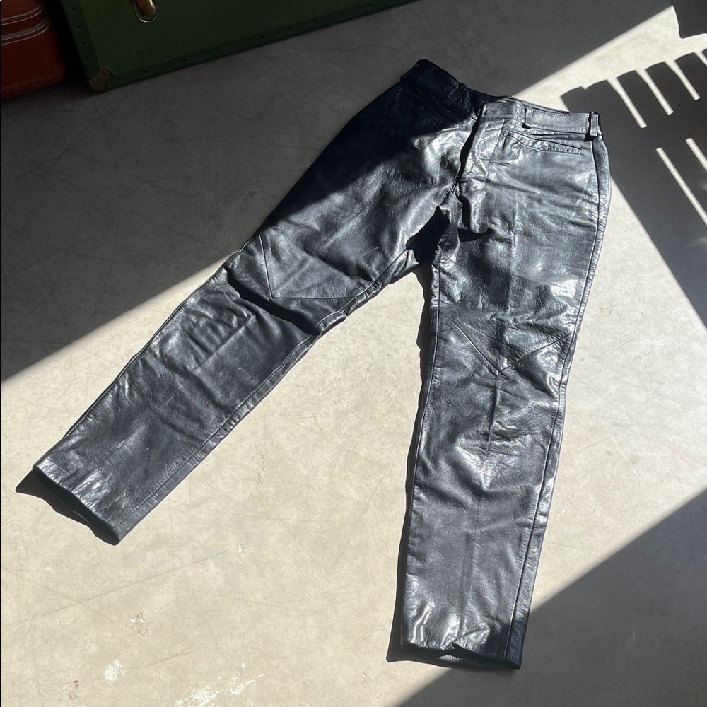 70s leather black pants